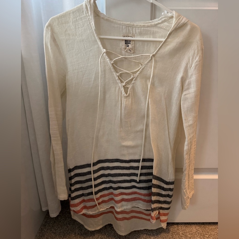 Billabong Off-White swim cover up/ linen top